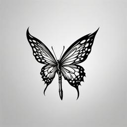 butterfly dagger tattoo  simple color tattoo,white background,minimal