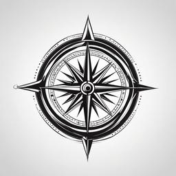 North Star Compass Tattoo - Compass design featuring the North Star.  simple vector tattoo,minimalist,white background