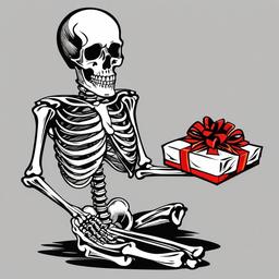 Skeleton clipart - skeleton with a gift  clipart