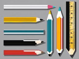 Pencil and ruler icon - Pencil and ruler icon for drawing and measurement,  color clipart, vector art