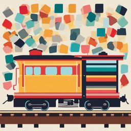 Train Clipart - A colorful train chugging along the tracks.  color vector clipart, minimal style