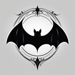 Bat Silhouette Tattoo-Dark and mysterious tattoo featuring the silhouette of a bat.  simple color tattoo,white background