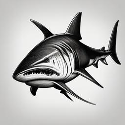 drawing of Speartooth shark  minimal rough sketch scribbles,doodles,black and white