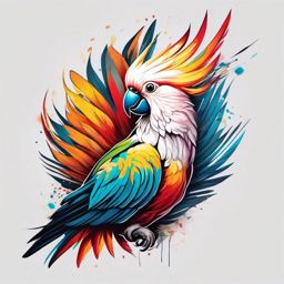 Cockatoo tattoo, Vibrant cockatoo tattoo, representing communication and expression. , tattoo color art, clean white background