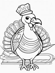 Turkey in a Parade Coloring Pages - Festive Turkey in a Thanksgiving Parade  minimal black outline printable sheet, coloring page