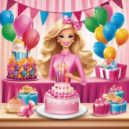 Barbie clipart - Barbie celebrating a birthday  clipart