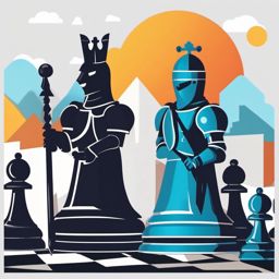 Chess Knight and Bishop Sticker - Strategic partnership, ,vector color sticker art,minimal