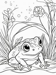 Frog Coloring Pages - Frog family celebrating a birthday  simple coloring pages