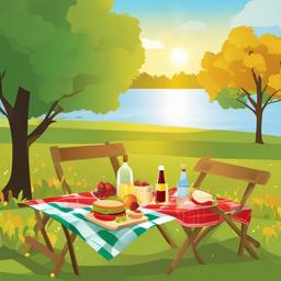 Sunlight clipart - sunlight warming a picnic scene  