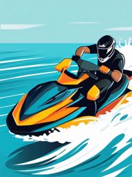 Jet Ski Clipart - A jet ski speeding across the water.  color vector clipart, minimal style