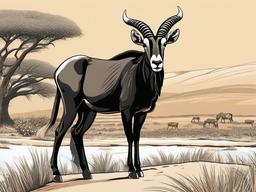 Sable Antelope cartoon - Sable Antelope standing proudly on the savanna  