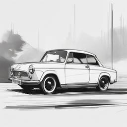 easy sketch of car  minimal rough sketch scribbles,doodles,black and white