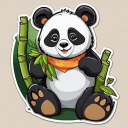 Panda cartoon - bamboo-loving bear  cartoon sticker style