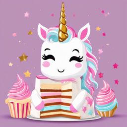 Unicorn Cake Clipart - Indulge in the sweetness of unicorn cakes with this delectable unicorn cake clipart set.  vector art, clipart, minimal