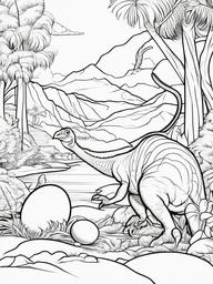 Oviraptor Coloring Pages - Egg Stealing Dinosaur  black outline printable coloring page