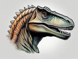 Dinosaur Tattoo Realistic - Capture lifelike details with a realistic and intricately designed dinosaur-themed tattoo.  simple vector color tattoo,minimal,white background