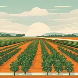 Carrot Field Clipart - A field of carrot plants ready for harvest.  color vector clipart, minimal style