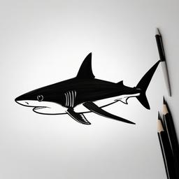 drawing of Forktail shark  minimal rough sketch scribbles,doodles,black and white