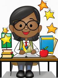 Teacher clipart - teacher celebrating student achievements  