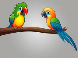 Parrot Cartoon - Cartoon of parrot perched on a branch  