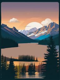 Banff National Park sticker- Canadian Rockies' picturesque wilderness, , sticker vector art, minimalist design