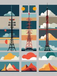 Telecommunications Tower and Signals clipart - Telecommunications tower, ,vector color clipart,minimal