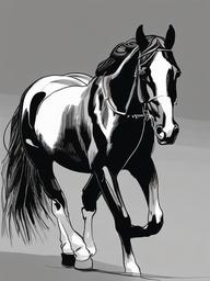 drawing of Tennessee Walking horse  minimal rough sketch scribbles,doodles,black and white