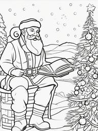 Coloring Book Santa  outling,coloring pages,black and whit