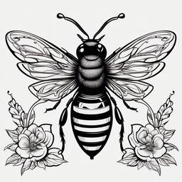 girly bee tattoo  vector tattoo design