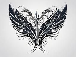 Guardian Angel Feather Tattoo - Symbolize protection with a feathered guardian angel tattoo.  minimalist color tattoo, vector