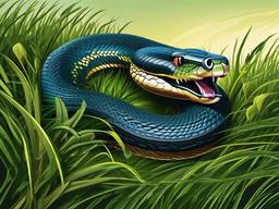 Viper Cartoon - Cartoon of viper slithering through grass  