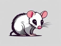 Opossum cartoon  minimal, white background