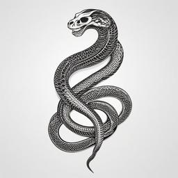 Skeleton Snake Tattoo - Tattoo featuring a skeletonized snake.  simple vector tattoo,minimalist,white background