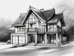 sketch drawing of a house  minimal rough sketch scribbles,doodles,black and white