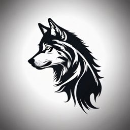 Wolf Silhouette Tattoo,striking tattoo of a wolf in a bold and distinctive silhouette. , tattoo design, white clean background