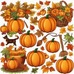 Jack O Lantern clipart - autumn harvest scene  clipart