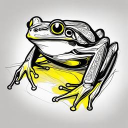 drawing of yellow-eyed frog  minimal rough sketch scribbles,doodles,black and white