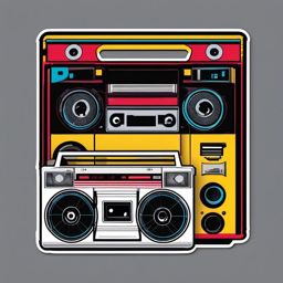 Cassette tape and boombox sticker- Musical nostalgia, , sticker vector art, minimalist design