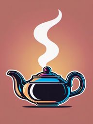 Teapot with Steam Sticker - Teapot emitting steam, ,vector color sticker art,minimal