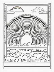 Rainbow Coloring Page - Rainbow with artistic designs for intricate coloring.  easy,simple,minimal,coloring pages,black and white outline