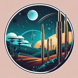 Space Farming Sticker - Futuristic agriculture on a space station, ,vector color sticker art,minimal