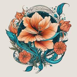 pisces tattoo flower  simple vector color tattoo