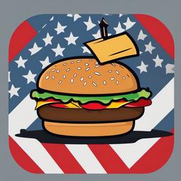 Hamburger clipart - hamburger with a flag toothpick on top  color,minimalist,vector clipart