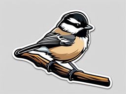 Black-Capped Chickadee Sticker - A cute black-capped chickadee with a distinctive cap, ,vector color sticker art,minimal