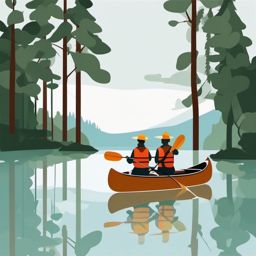 Canoeing Adventure clipart - Friends paddling a canoe on the lake., ,vector color clipart,minimal