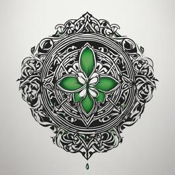 irish shoulder tattoo  simple color tattoo,minimal,white background