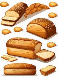 Bread clipart - Bread with sesame seeds on top.  vector style illustration, white background