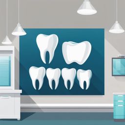 tooth clipart - a gleaming, pristine tooth, showcased in a dental clinic's spotless examination room 