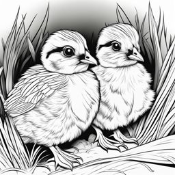 quail chicks cute animals coloring page 