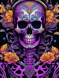 blacklight skeleton tattoo  simple vector color tattoo